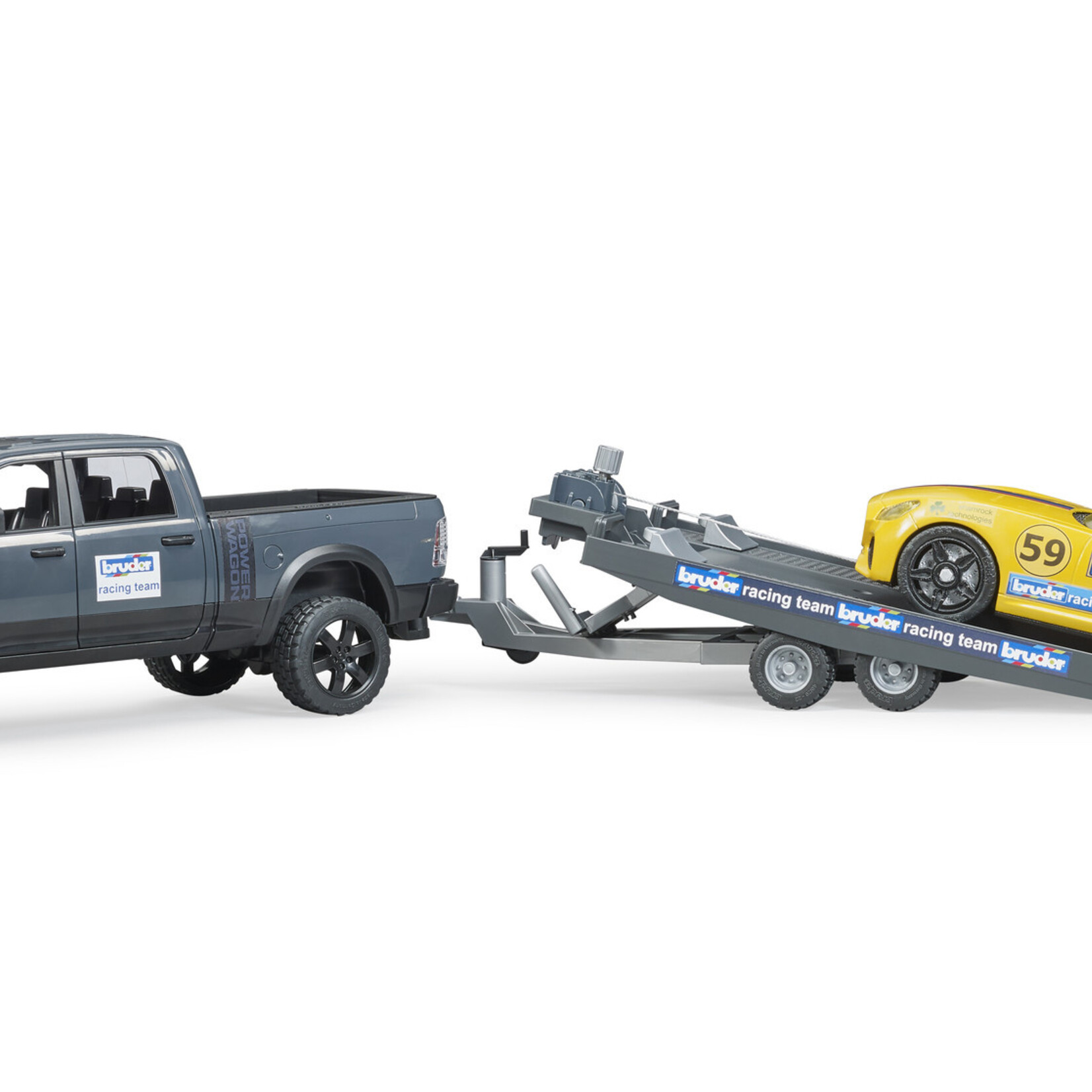 Bruder Voiture miniature Bruder Dodge RAM RAM 2500 Power Wagon et Roadster Racing Team – 1:16