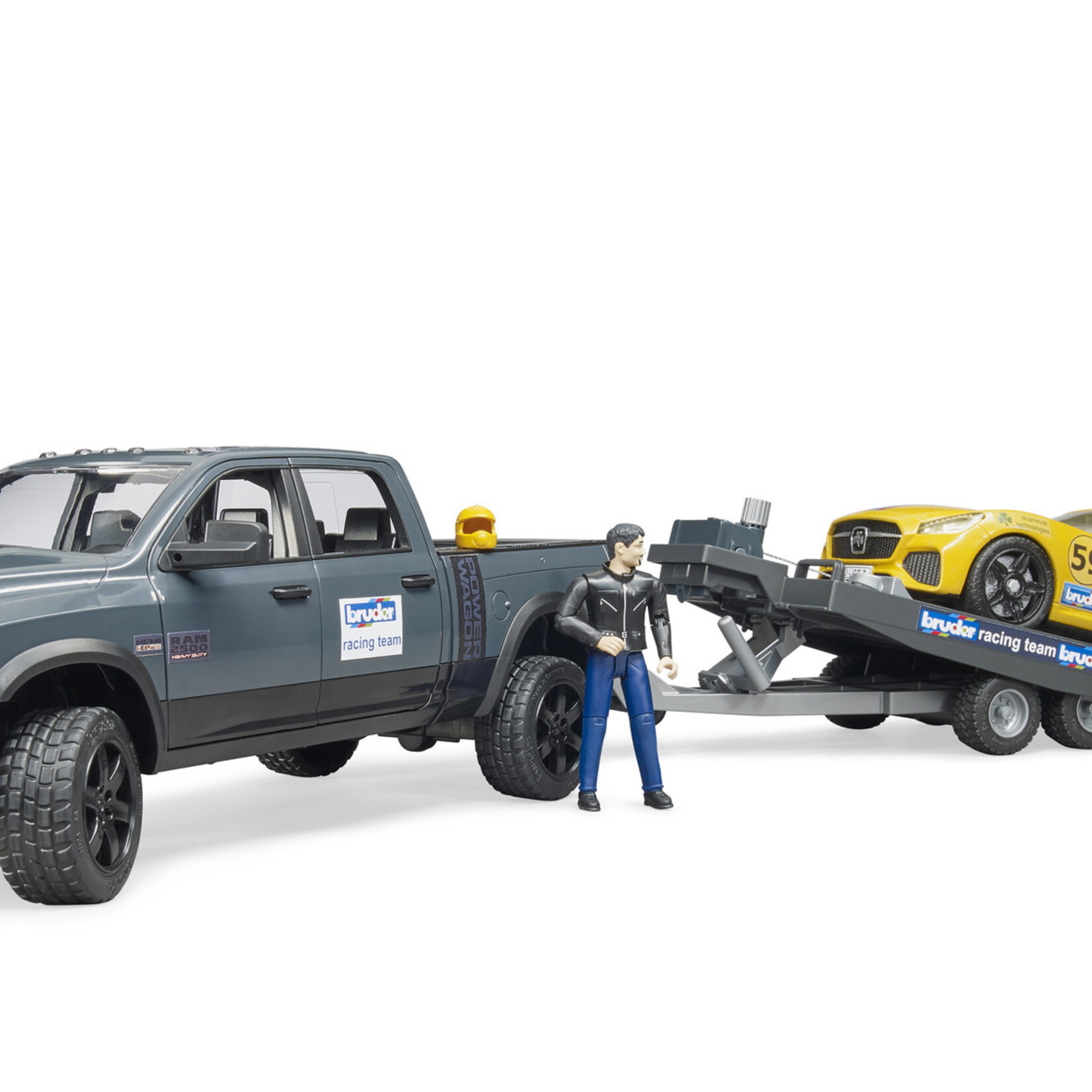 Bruder Voiture miniature Bruder Dodge RAM RAM 2500 Power Wagon et Roadster Racing Team – 1:16