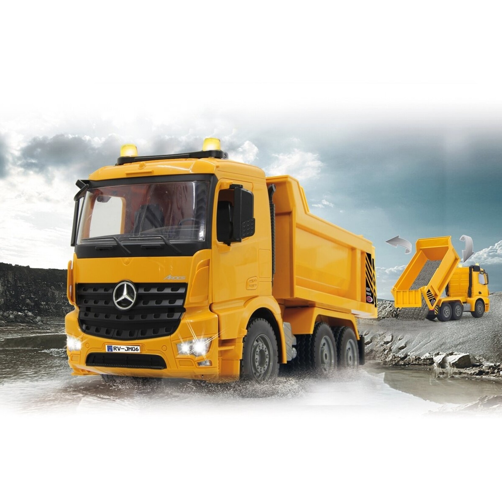 Jamara Camion Jamara Mercedes Arocs à benne basculante 2,4Ghz – 1:20