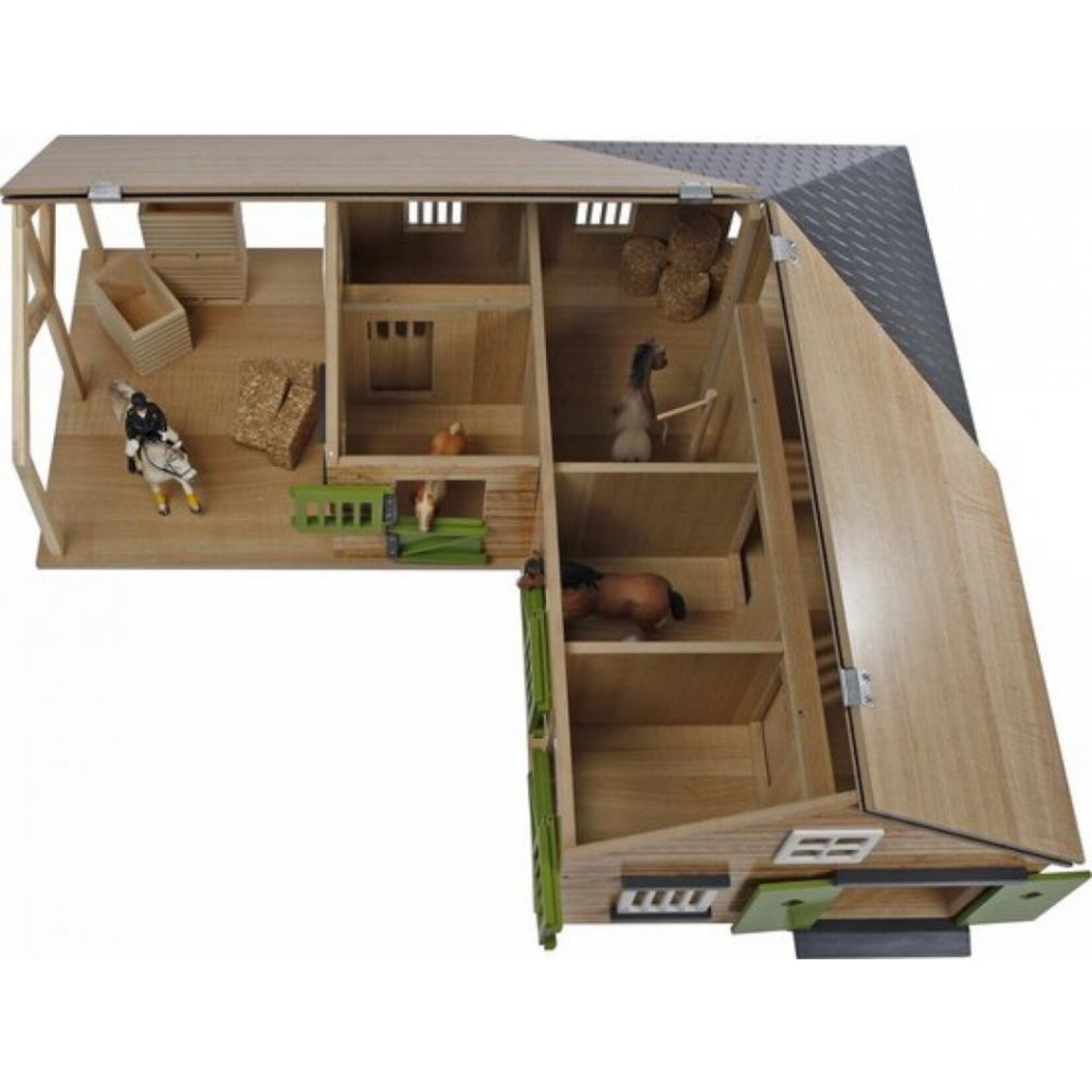 Kids Globe Écurie miniature Kids Globe cheval avec trois boxes à chevaux – 1:24