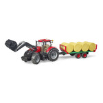 Bruder Tracteur Bruder Case IH Optum 300 CVX avec chargeur frontal, remorque de transport de balles – 1:16