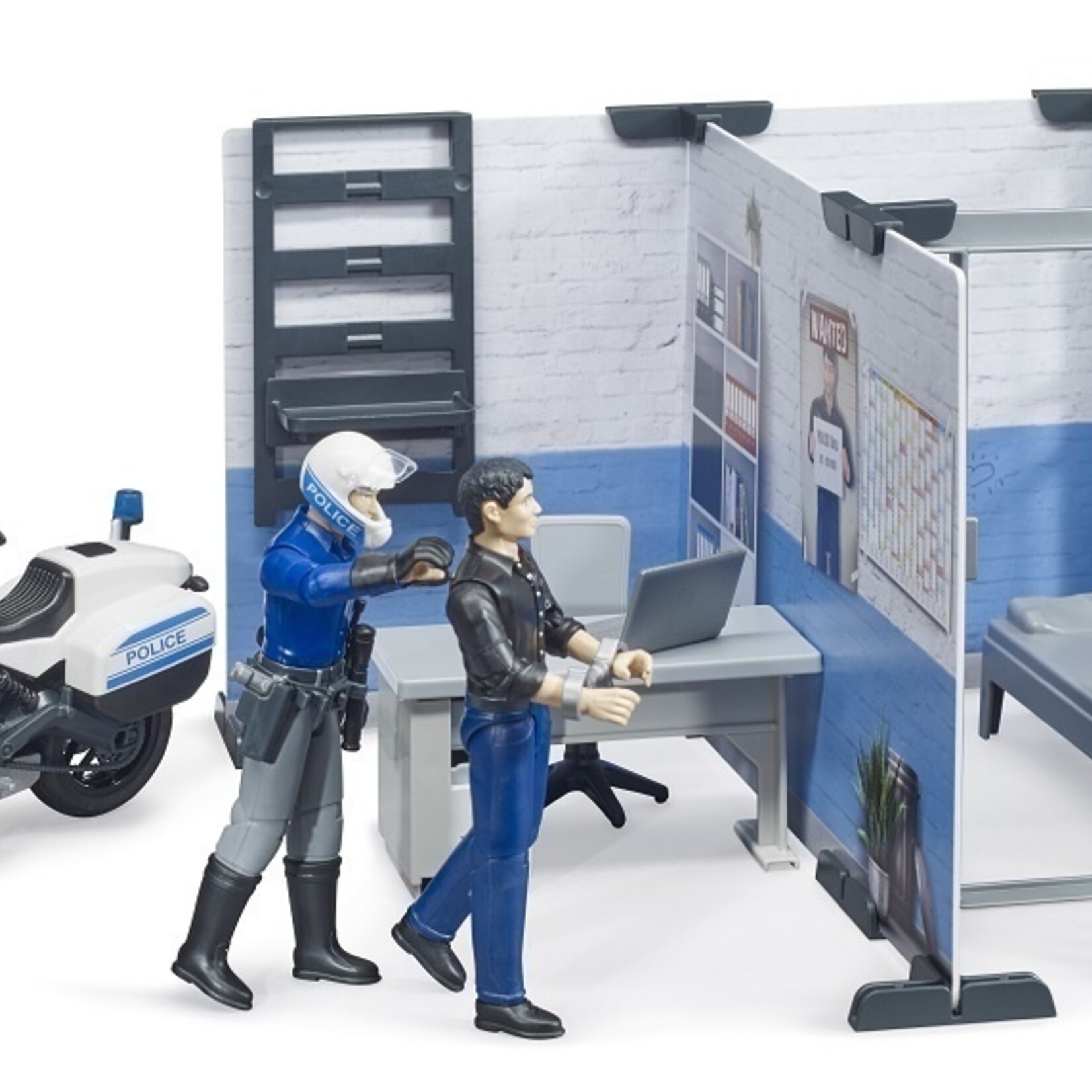 Bruder Moto miniature Bruder Poste de police bworld avec de police