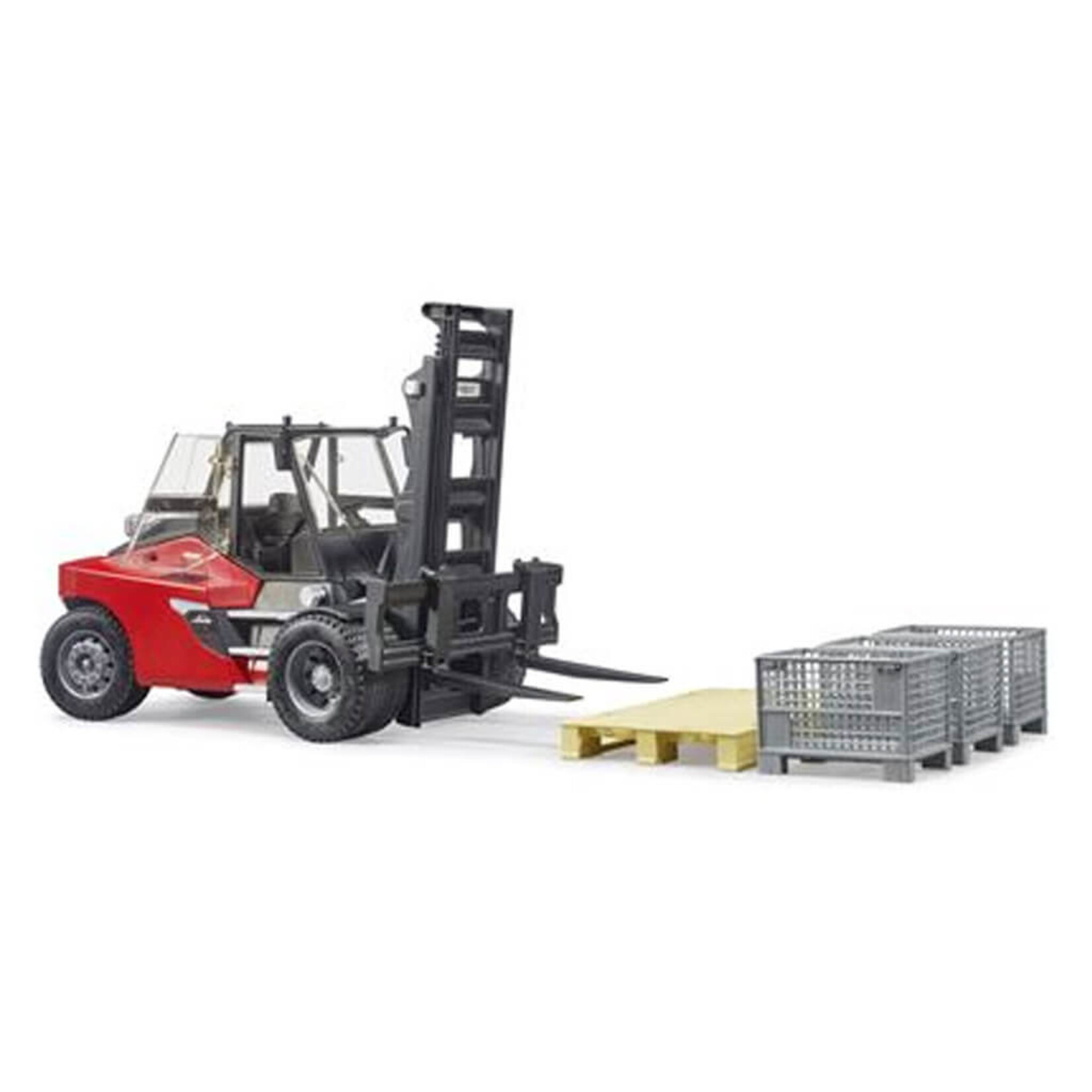 Bruder Accessoires de ferme Bruder Chariot élévateur Linde HT160D avec palette et 3 gitterbox