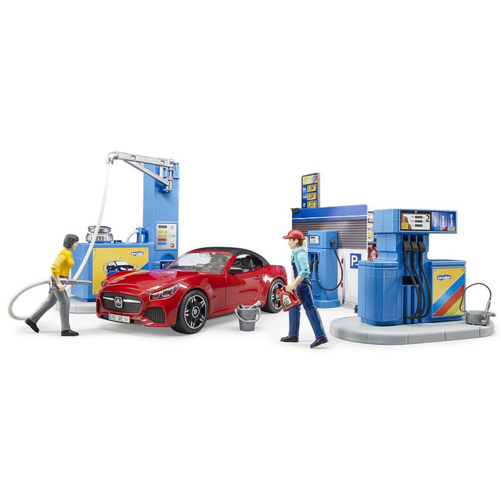Bruder Set de jeu Bruder Station service bworld avec véhicule et station de lavage