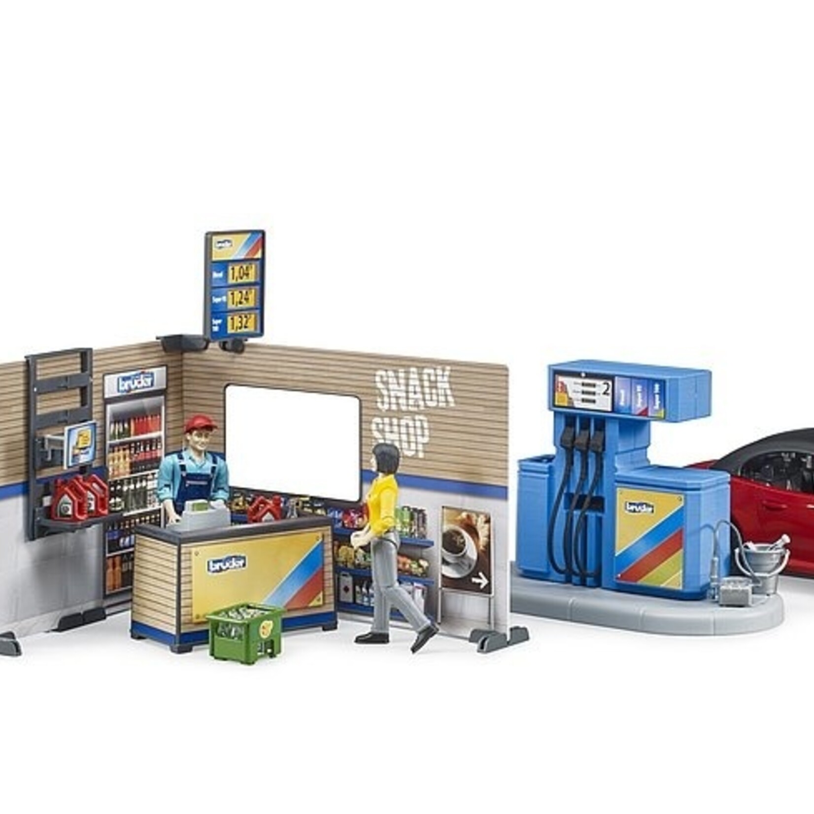 Bruder Set de jeu Bruder Station service bworld avec véhicule et station de lavage