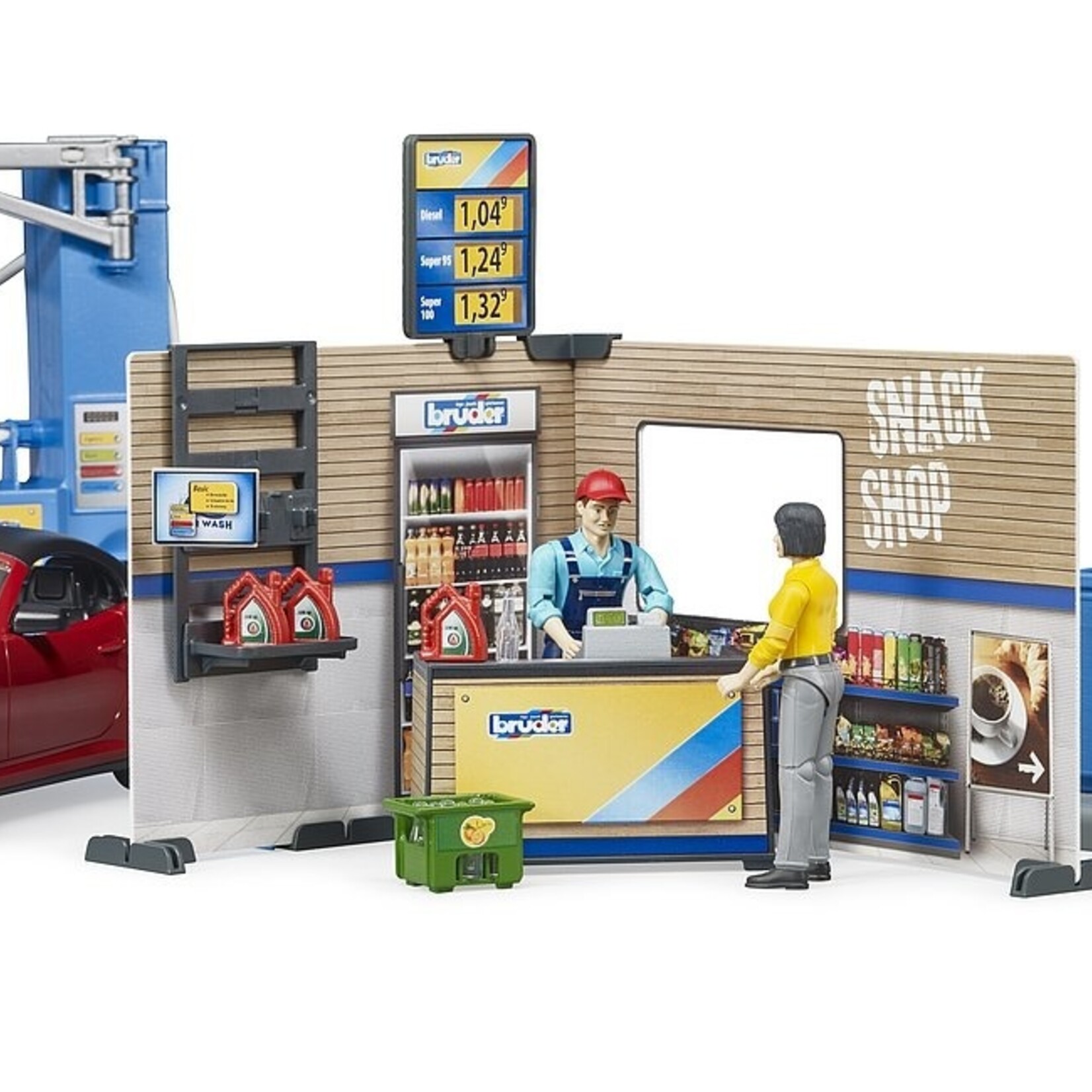 Bruder Set de jeu Bruder Station service bworld avec véhicule et station de lavage