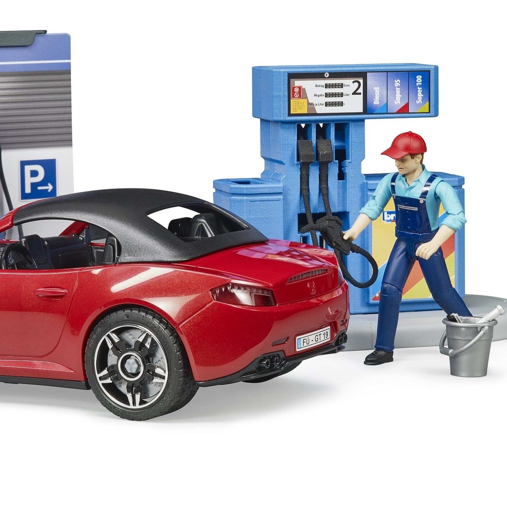 Bruder Set de jeu Bruder Station service bworld avec véhicule et station de lavage