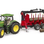 Bruder Tracteur Bruder John Deere 7R 350 avec remorque de débardage