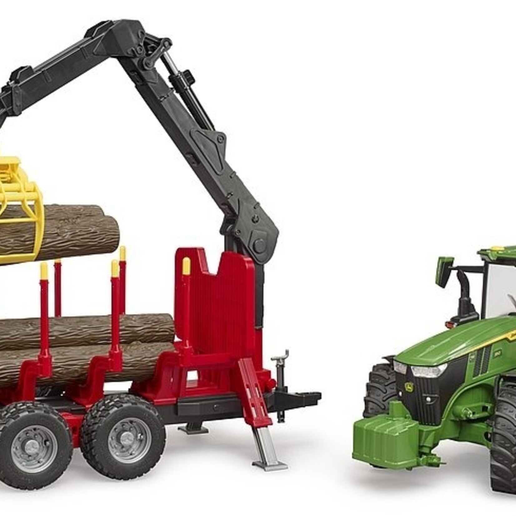 Bruder Tracteur Bruder John Deere 7R 350 avec remorque de débardage