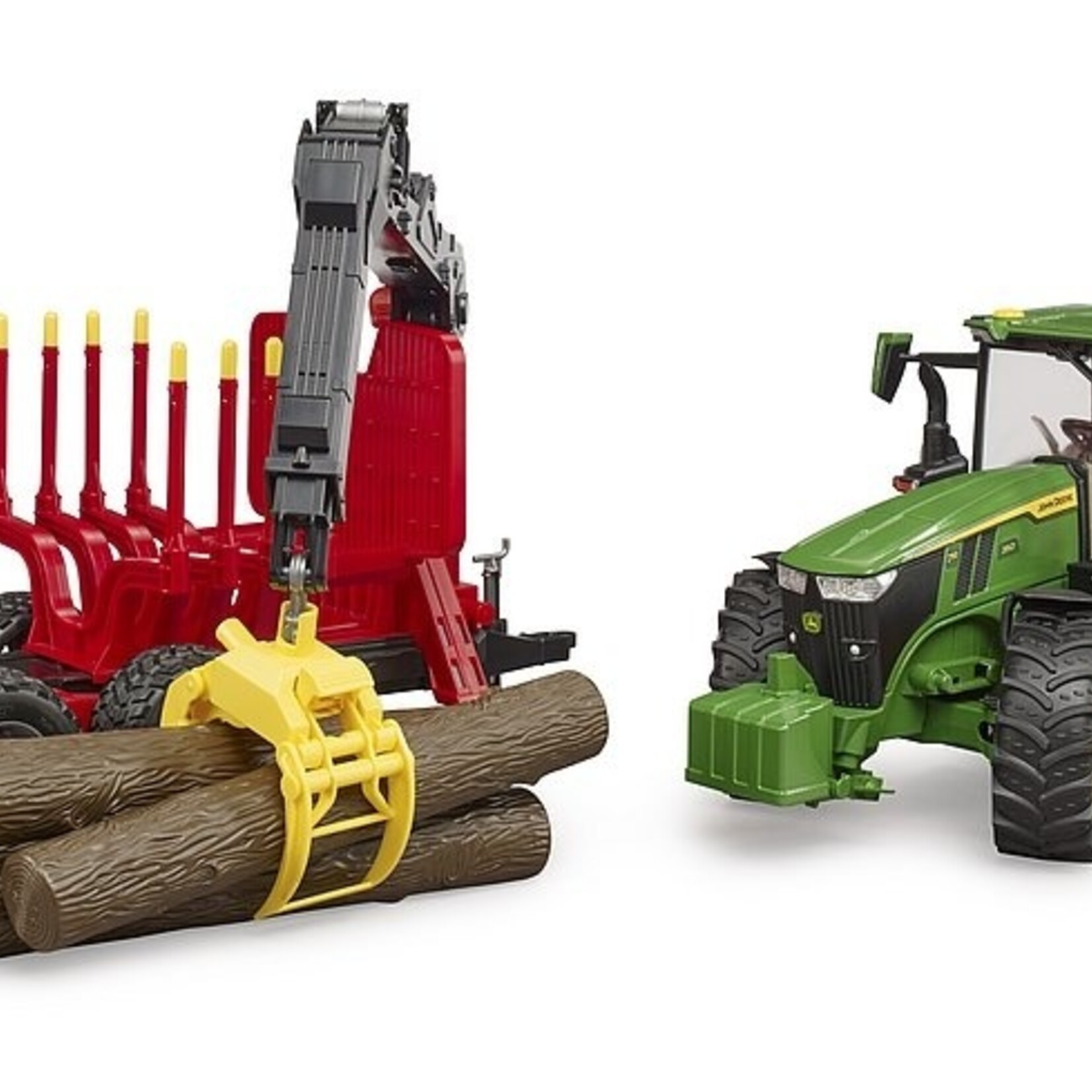 Bruder Tracteur Bruder John Deere 7R 350 avec remorque de débardage