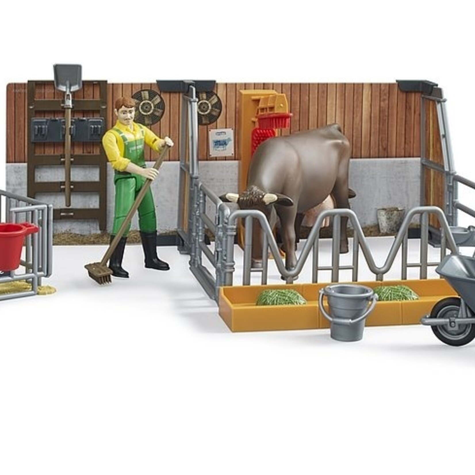 Bruder Étable miniature Bruder vaches et veaux avec fermier – 1:16