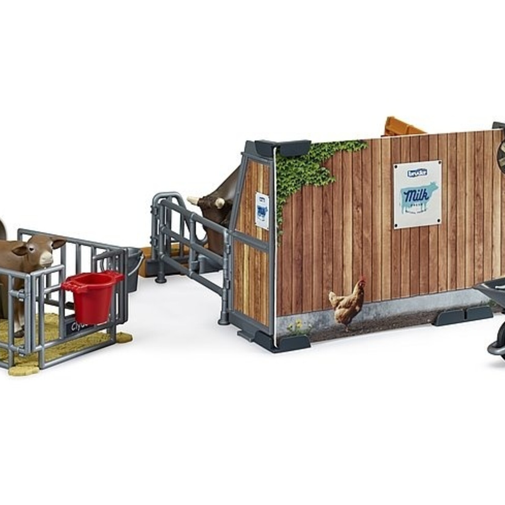 Bruder Étable miniature Bruder vaches et veaux avec fermier – 1:16