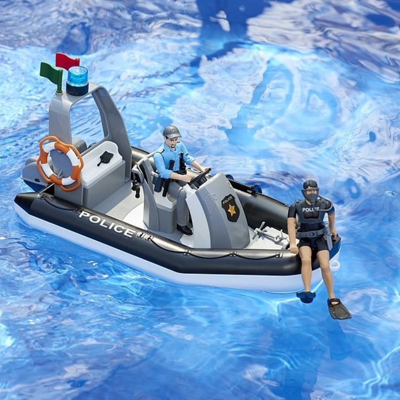 Bruder Bateau miniature Bruder Police gonflable avec officier de police
