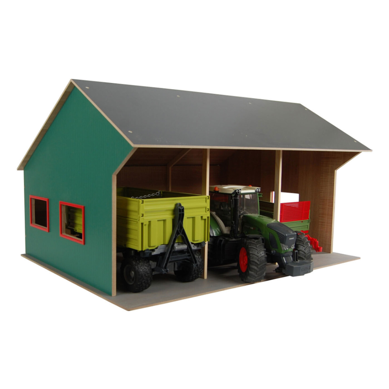 Kids Globe Hangar agricole miniature Kids Globe agricole pour 3 véhicules – 1:16