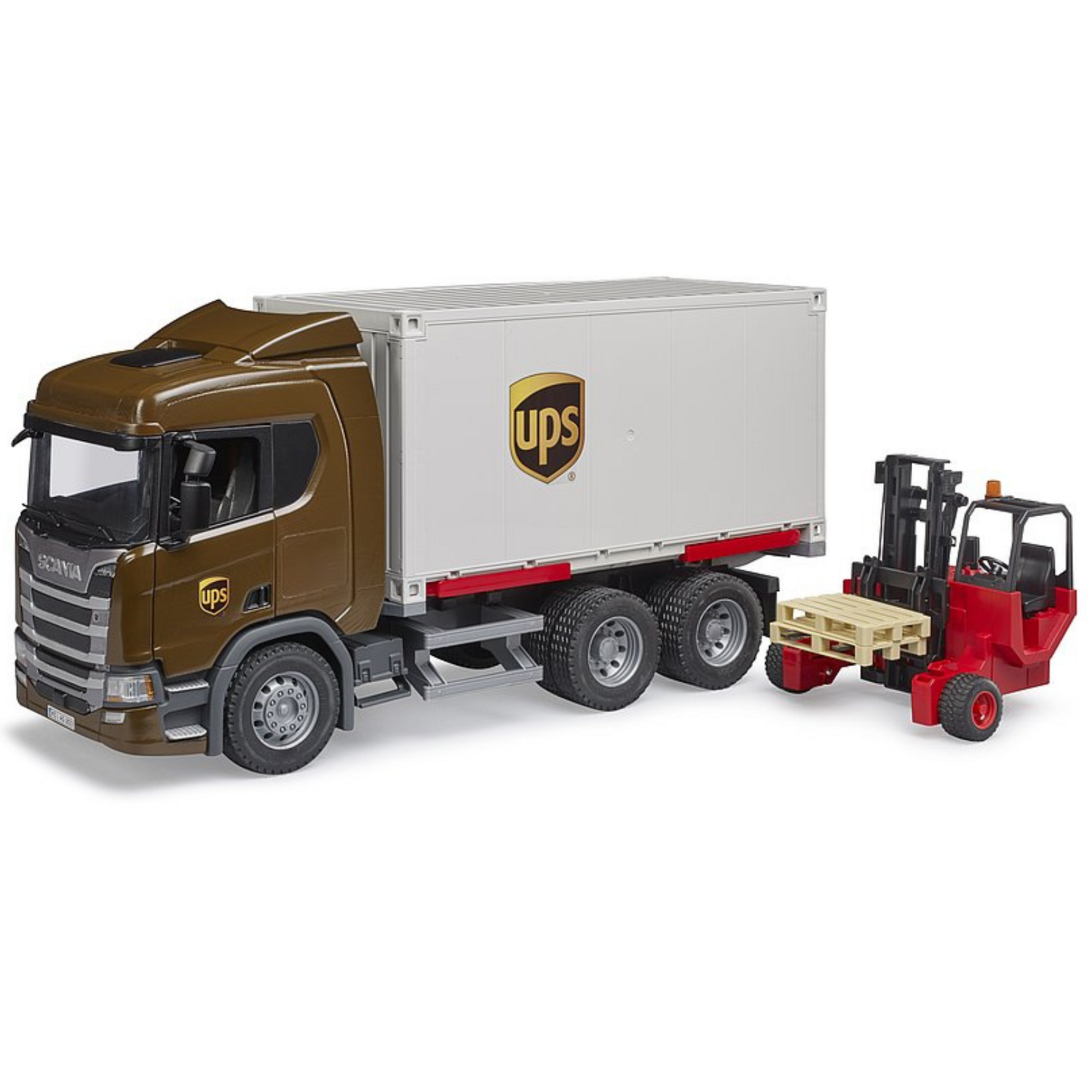 Bruder Camion Bruder Scania UPS avec chariot élévateur – 1:16