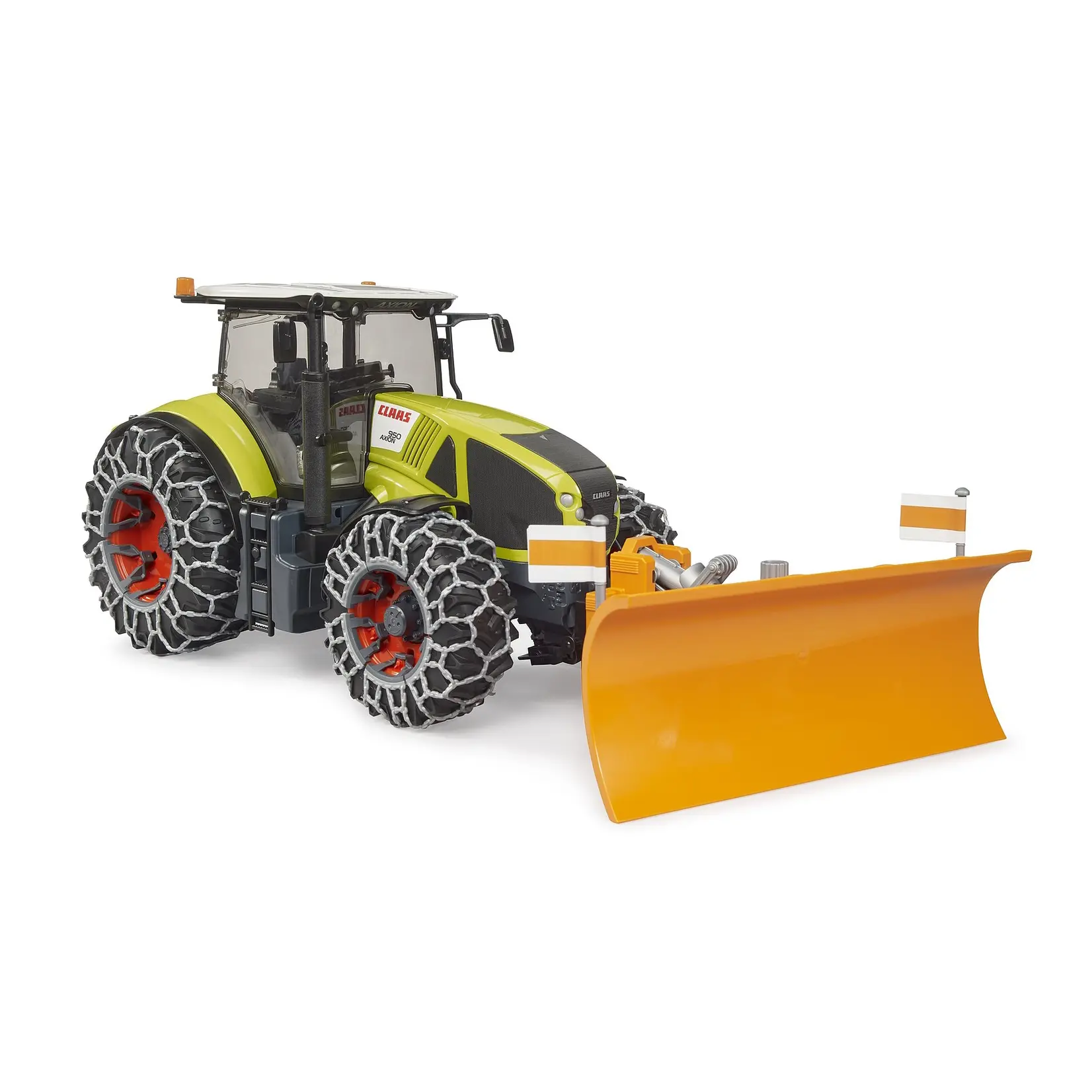 Bruder Tracteur Bruder Claas Axion 950 avec chaînes neige + lame – 1:16