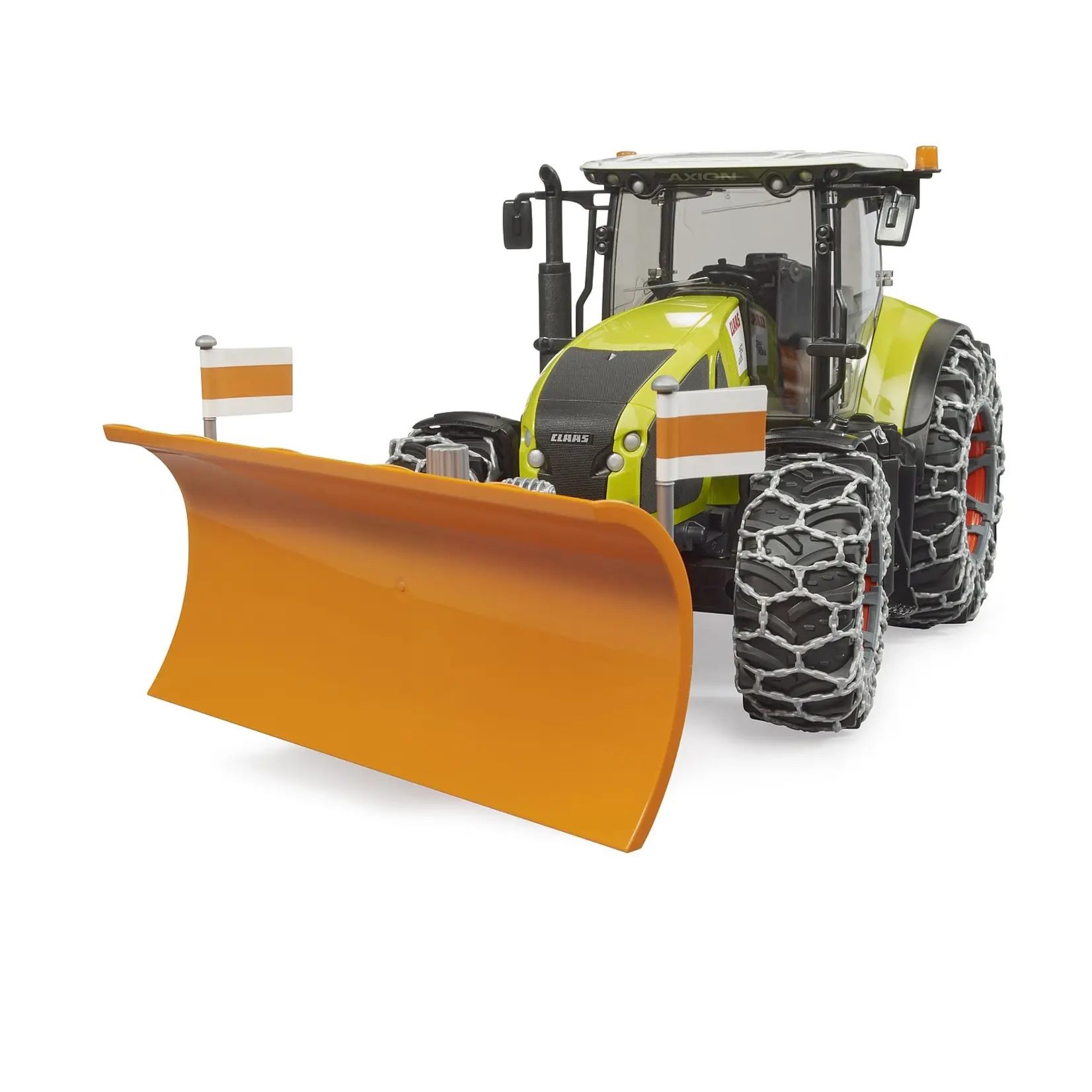 Bruder Tracteur Bruder Claas Axion 950 avec chaînes neige + lame – 1:16