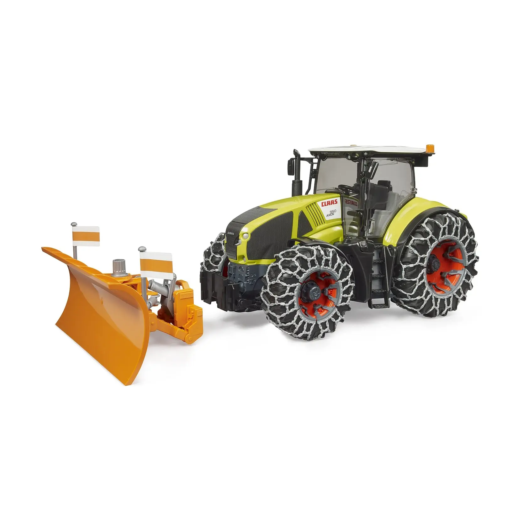 Bruder Tracteur Bruder Claas Axion 950 avec chaînes neige + lame – 1:16