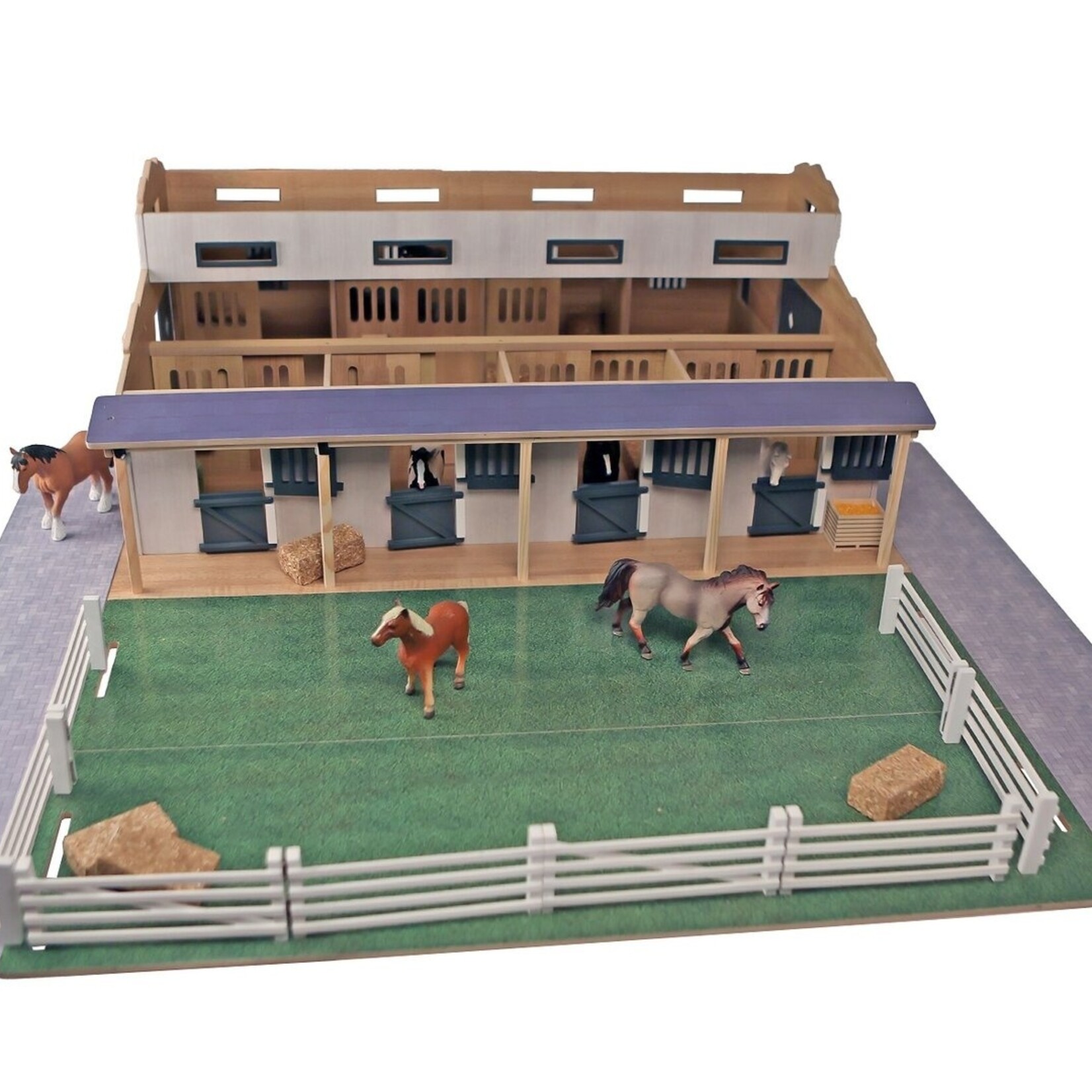Kids Globe Écurie miniature Kids Globe KG avec 7 boxes et pâturage – 1:24