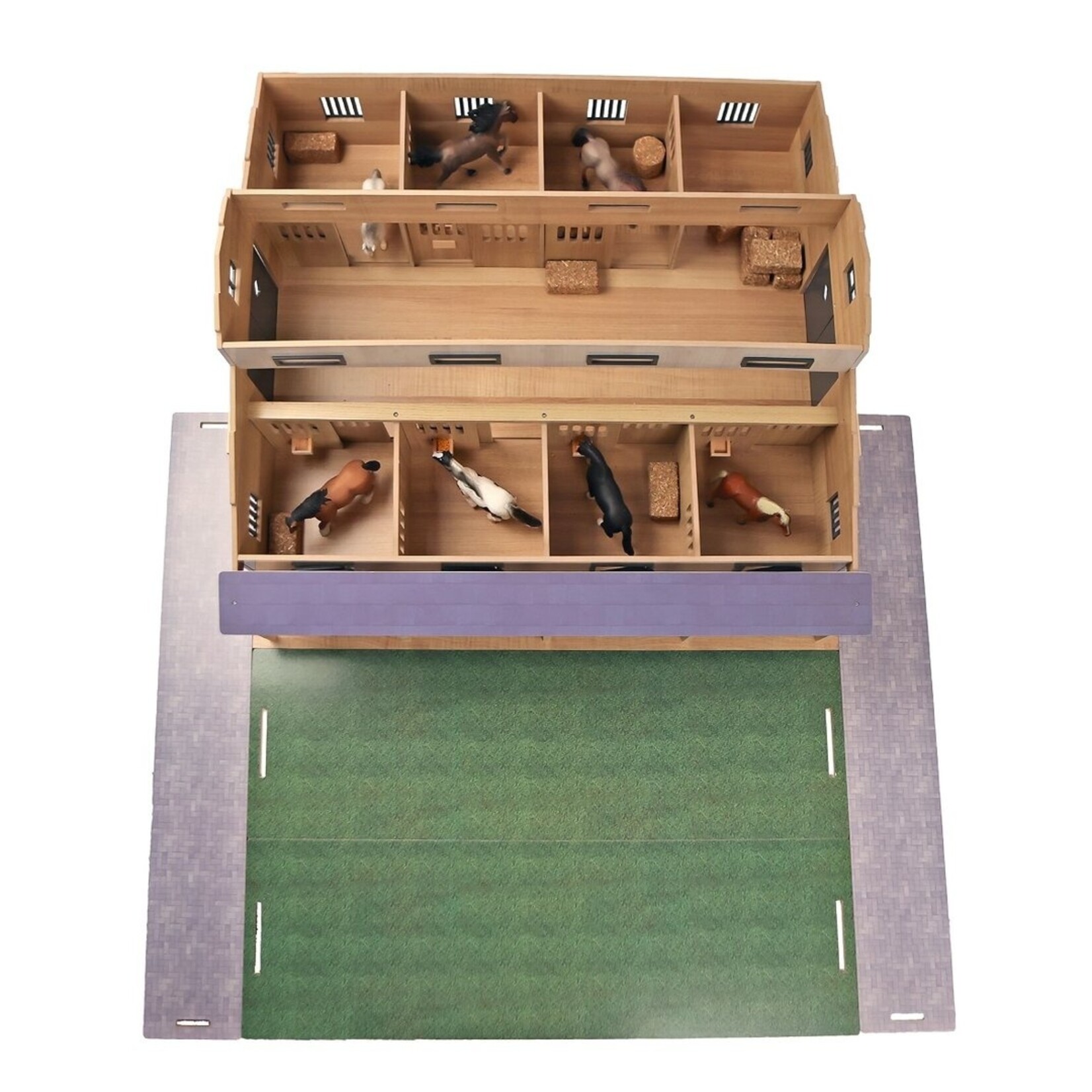 Kids Globe Écurie miniature Kids Globe KG avec 7 boxes et pâturage – 1:24