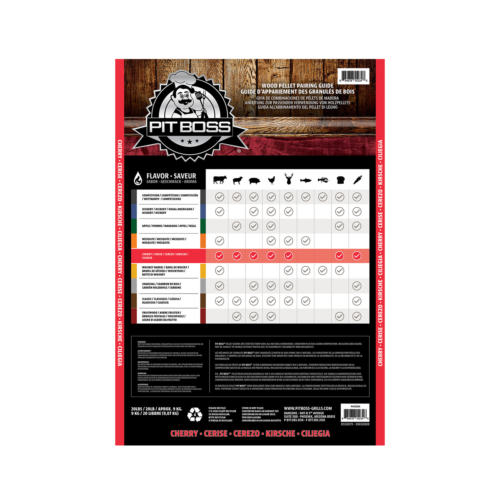 Pit Boss 9kg  Cherry mix hardhout pellets