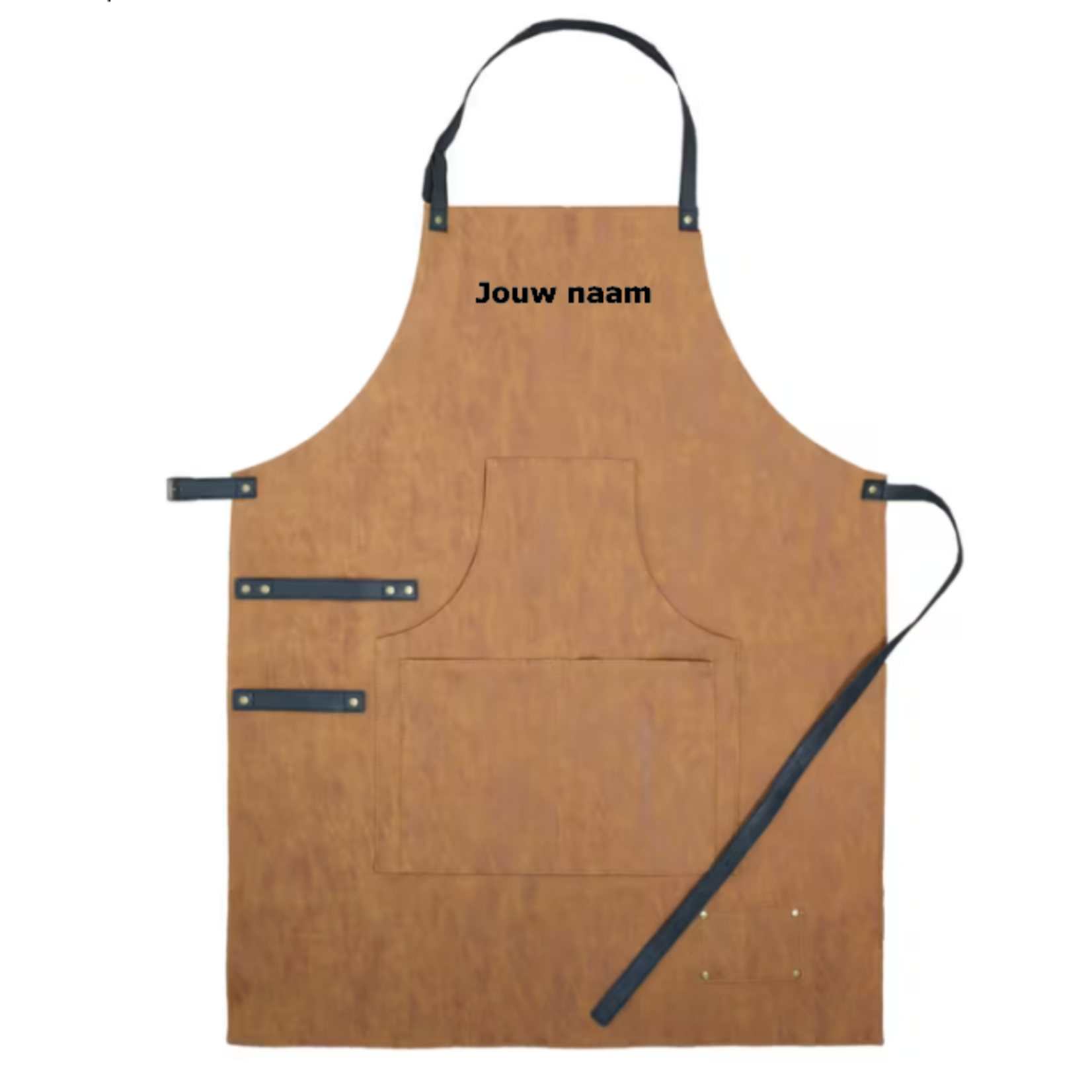 Lederen BBQ schort met jouw naam