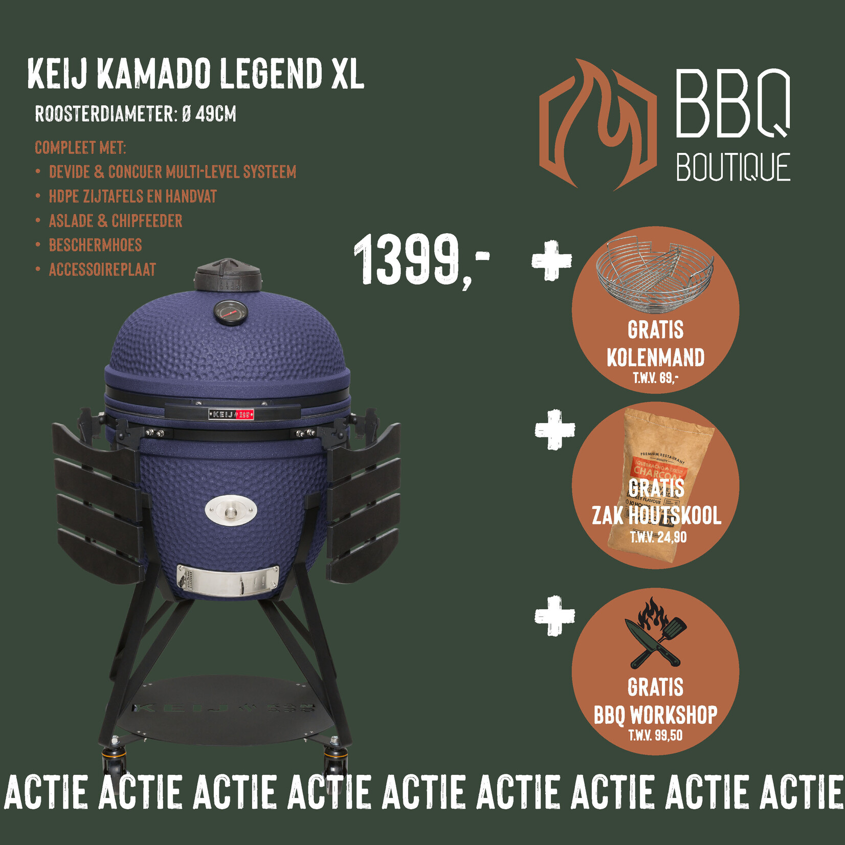 Keij Kamado Keij Kamado XL Legend Blue 23 inch