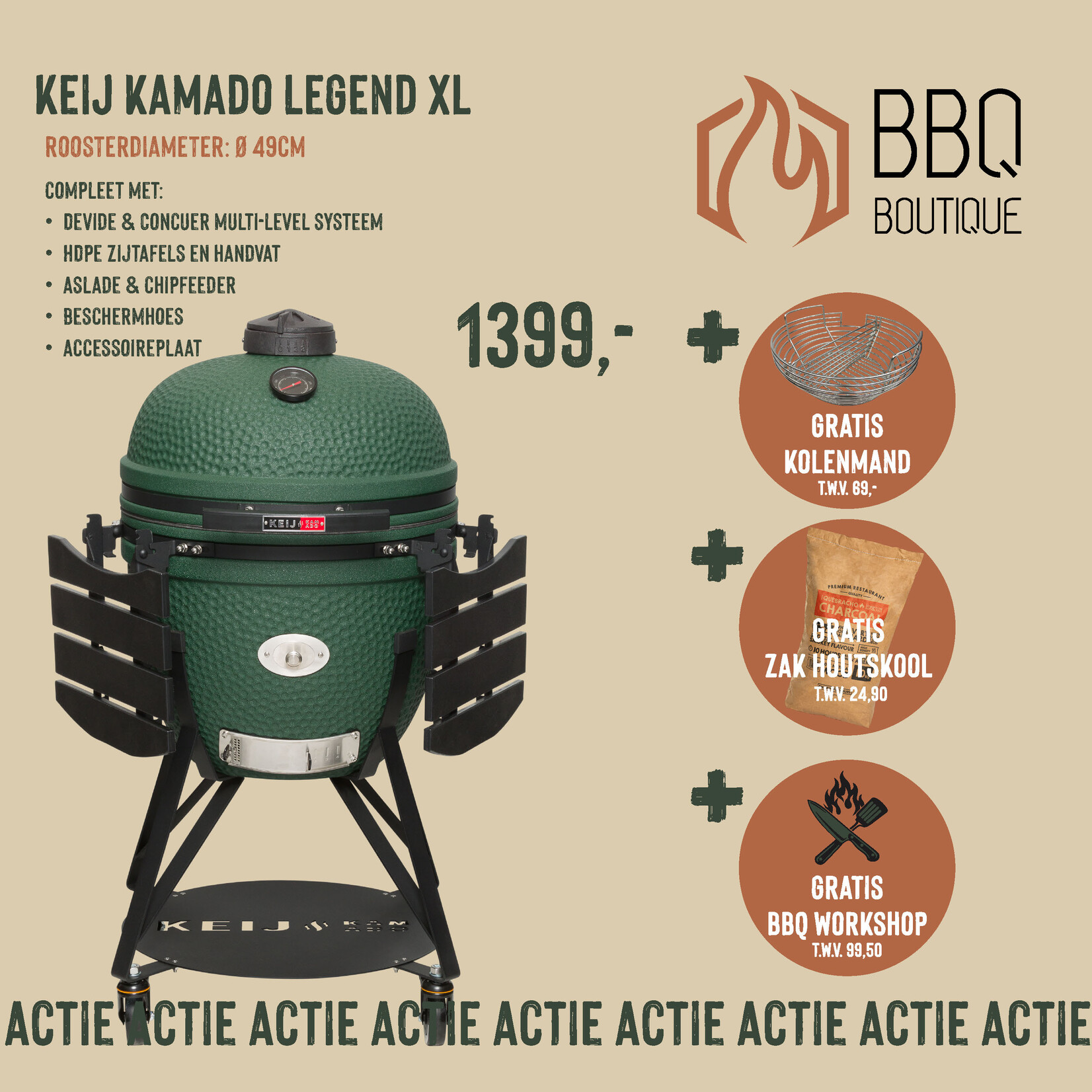 Keij Kamado Keij Kamado XL Legend Green 23 inch