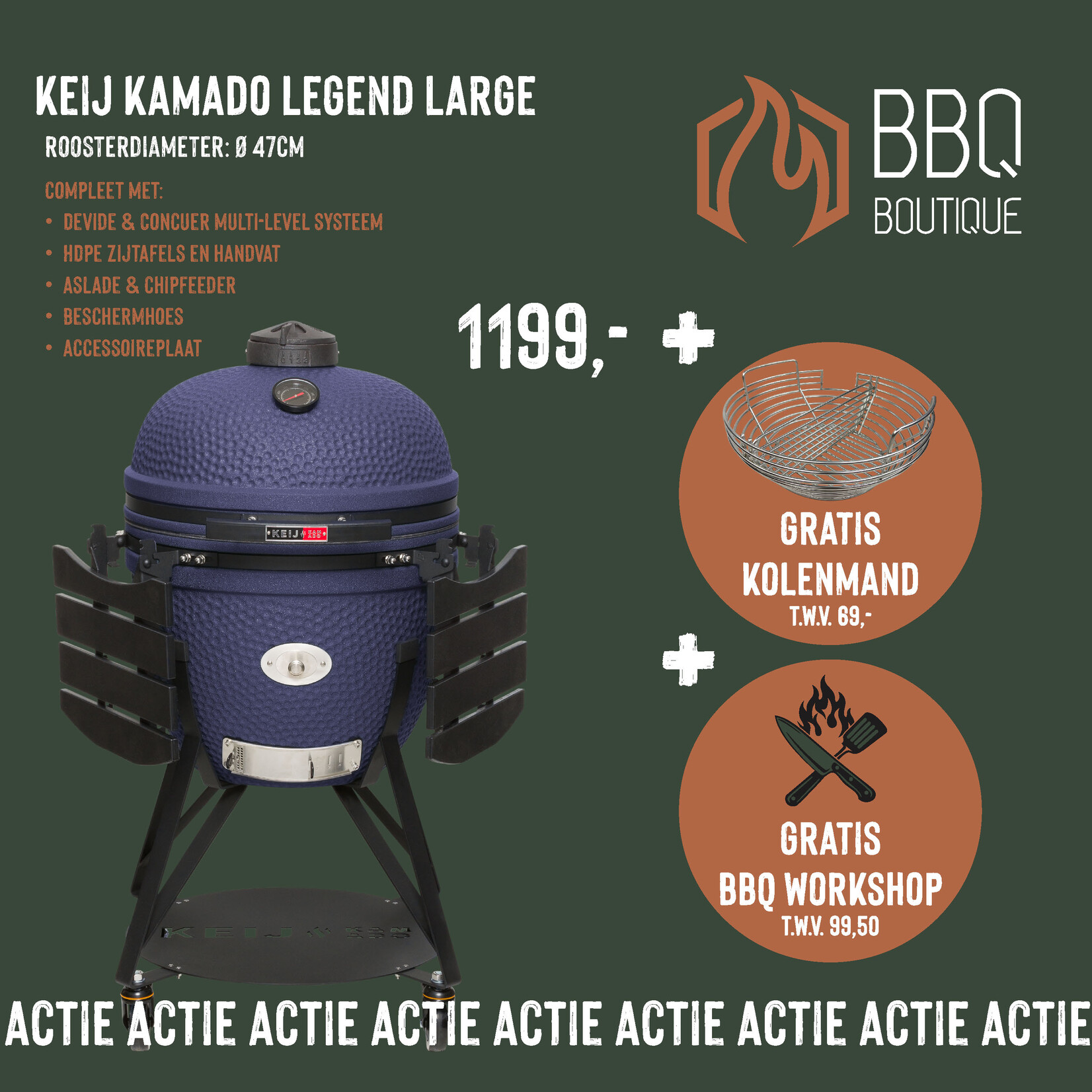 Keij Kamado Keij Kamado Large Legend Blue 21 inch