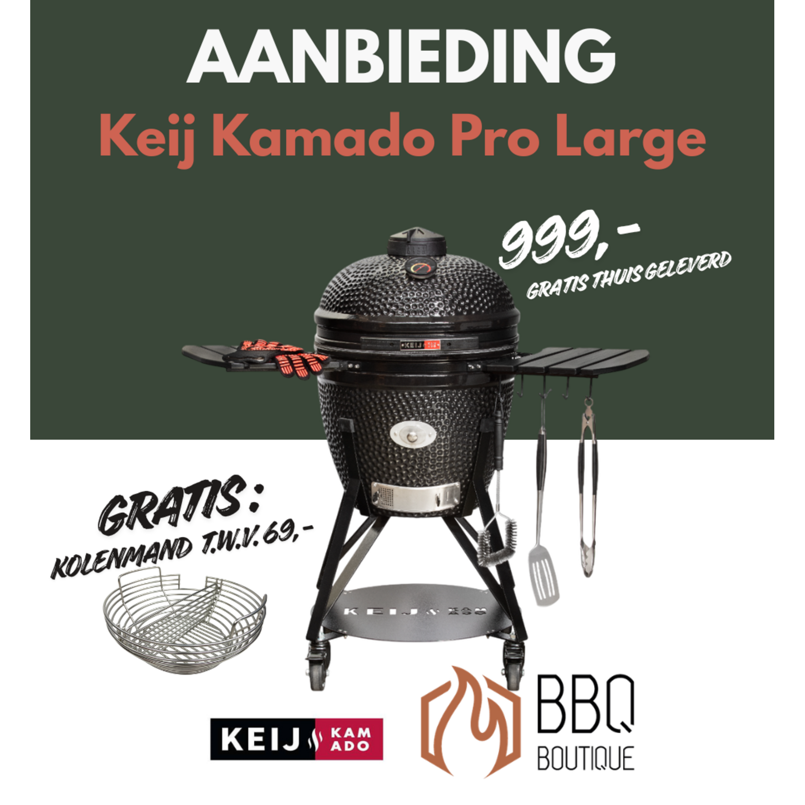 Keij Kamado Keij Kamado Pro Large Black 21 inch