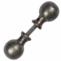 Gietijzeren deurknop, knopkruk rond - Pewter