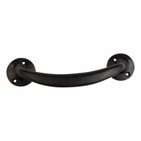 Handgreep gebogen zwart gelakt 19cm - Ronde voetplaat