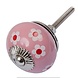 Good in Style Porseleinen meubelknop 40 mm roze wit rode bloemetjes Good in Style Porseleinen meubelknop 40 mm roze wit rode bloemetjes