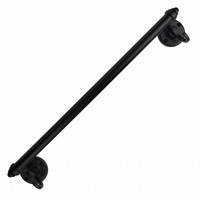 Handdoekrail zwart gelakt 48cm, met grote haken