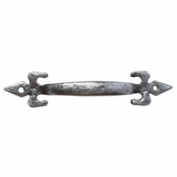 Gietijzeren handgreep fleur-de-lis 150mm - pewter finish