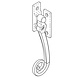 Ludlow Foundries Smeedijzeren raamsluiting krul - links Ludlow Foundries Smeedijzeren raamsluiting krul - links