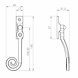 Ludlow Foundries Smeedijzeren raamsluiting krul - links Ludlow Foundries Smeedijzeren raamsluiting krul - links