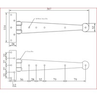 Smeedijzeren scharnier rond 306mm