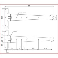 Smeedijzeren scharnier rond 380mm