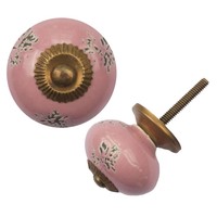Porseleinen meubelknop destroyed roze