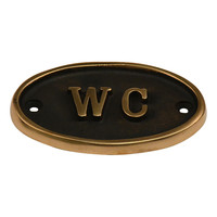 Toiletbordje "WC" van Messing