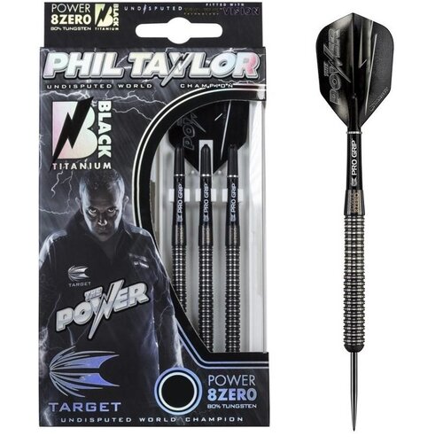 Target Phil Taylor Power 8ZERO Black Titanium 80% S1 Steel Tip Darts