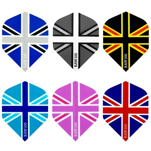 RAW RAW 100 Union Jack Flight Black & Blue Darts Flights