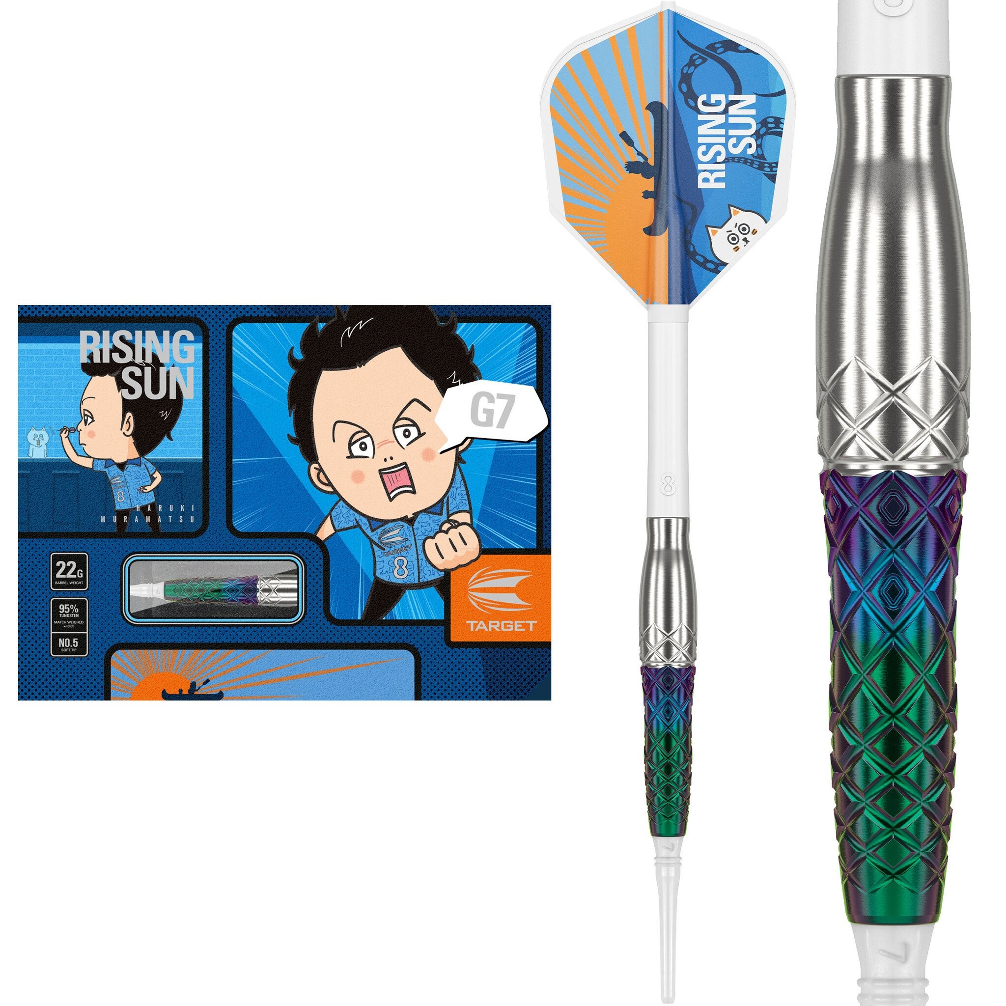 人気アイテムランキング Muramatsu Haruki Japan Target Rising Tip Soft 95% NO5 G7 Sun ダーツ