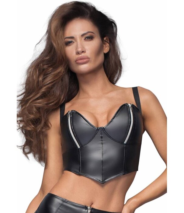 * NOIR handmade Stoere wetlook top met zilveren ritsen van Noir Handmade B # TCH