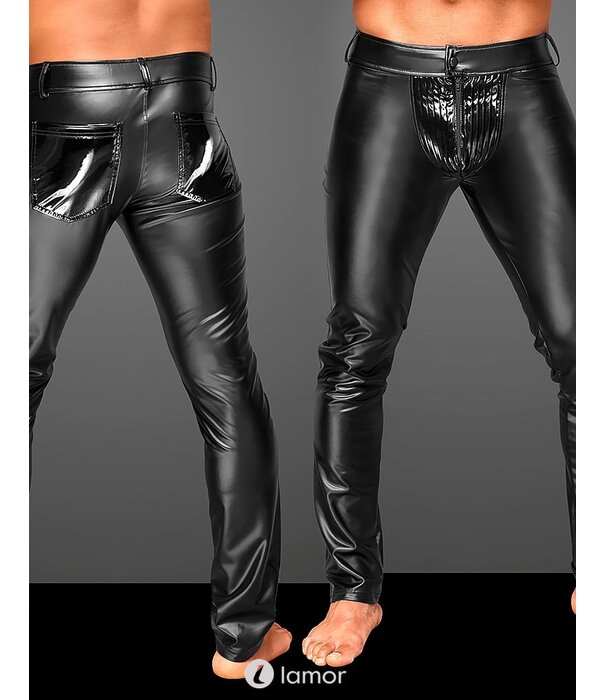 * NOIR handmade Sexy Powerwetlook heren broek met PVC delen van Noir Handmade