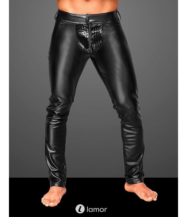 * NOIR handmade Sexy Powerwetlook heren broek met PVC delen van Noir Handmade