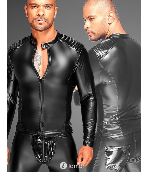 * NOIR handmade Sexy Powerwetlook heren Jack met PVC delen van Noir Handmade