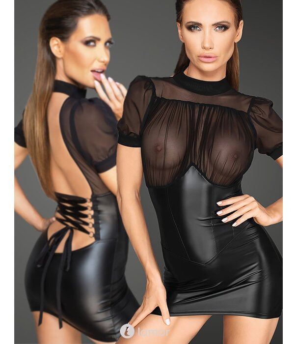 * NOIR handmade  Spannend Mini jurkje van  tulle en powerwetlook van Noir handmade