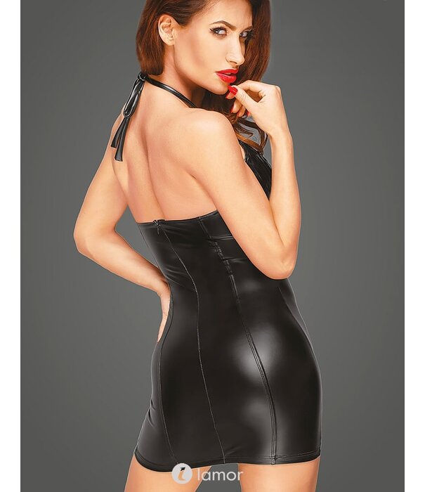 * NOIR handmade Sexy Wetlook mini jurk met decorative lak details van Noir Handmade